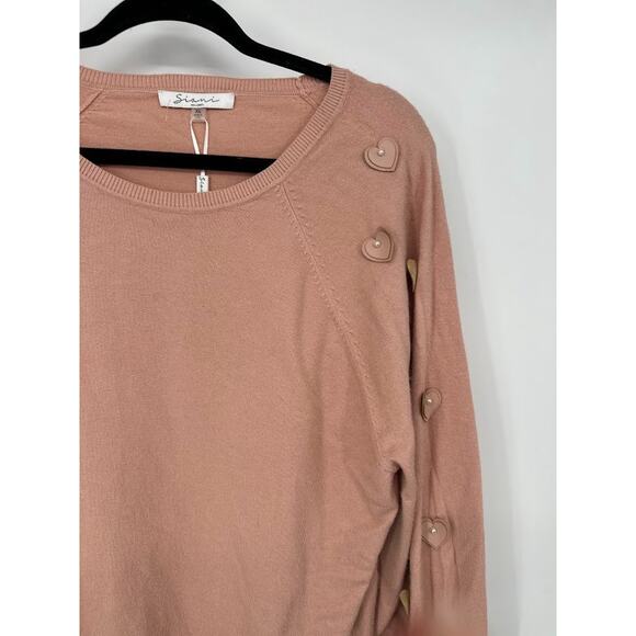 Sioni Milano Sweater Size XL 3D Heart Soft Blush Pink Romantic Euro Whimsy Cozy - Picture 2 of 10